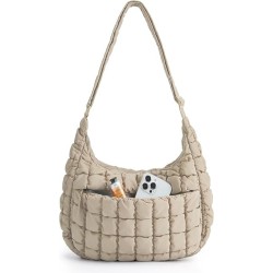Quilted Crossbody Bag for Women, Lightweight Puffer Purse for Travel